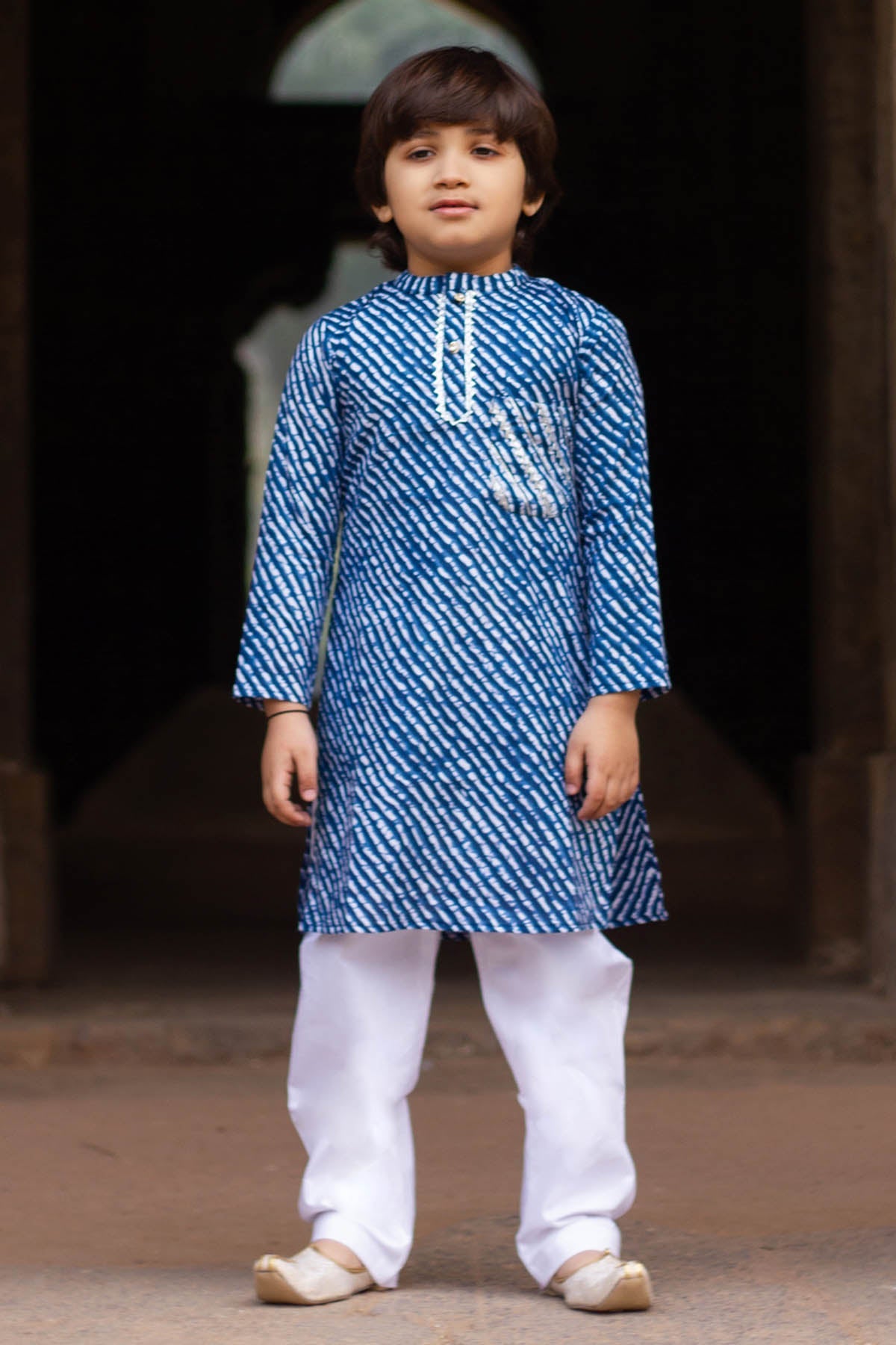 Designer ViYa Leheriya Print Cotton Kurta Set For Kids (Boys & Girls) Available online at ScrollnShops
